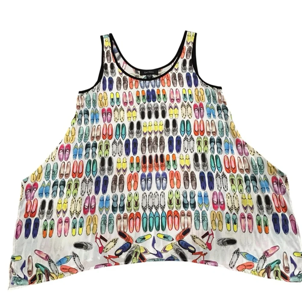 Karen Kane Blue and Pink Asymmetrical Sleeveless Tank Top - Picture 3 of 5